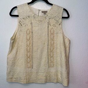 Medium fully beaded cream top by Lucky brand. Hook up in back.  Fully lined